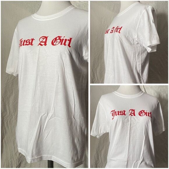 “Just A Girl”, Custom, Old English Style, Short Sleeve Tee - Picture 8 of 15